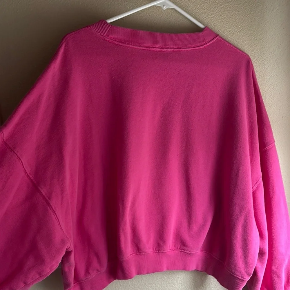 Vibrant Pink Cropped Sweatshirt - Picture 3 of 3